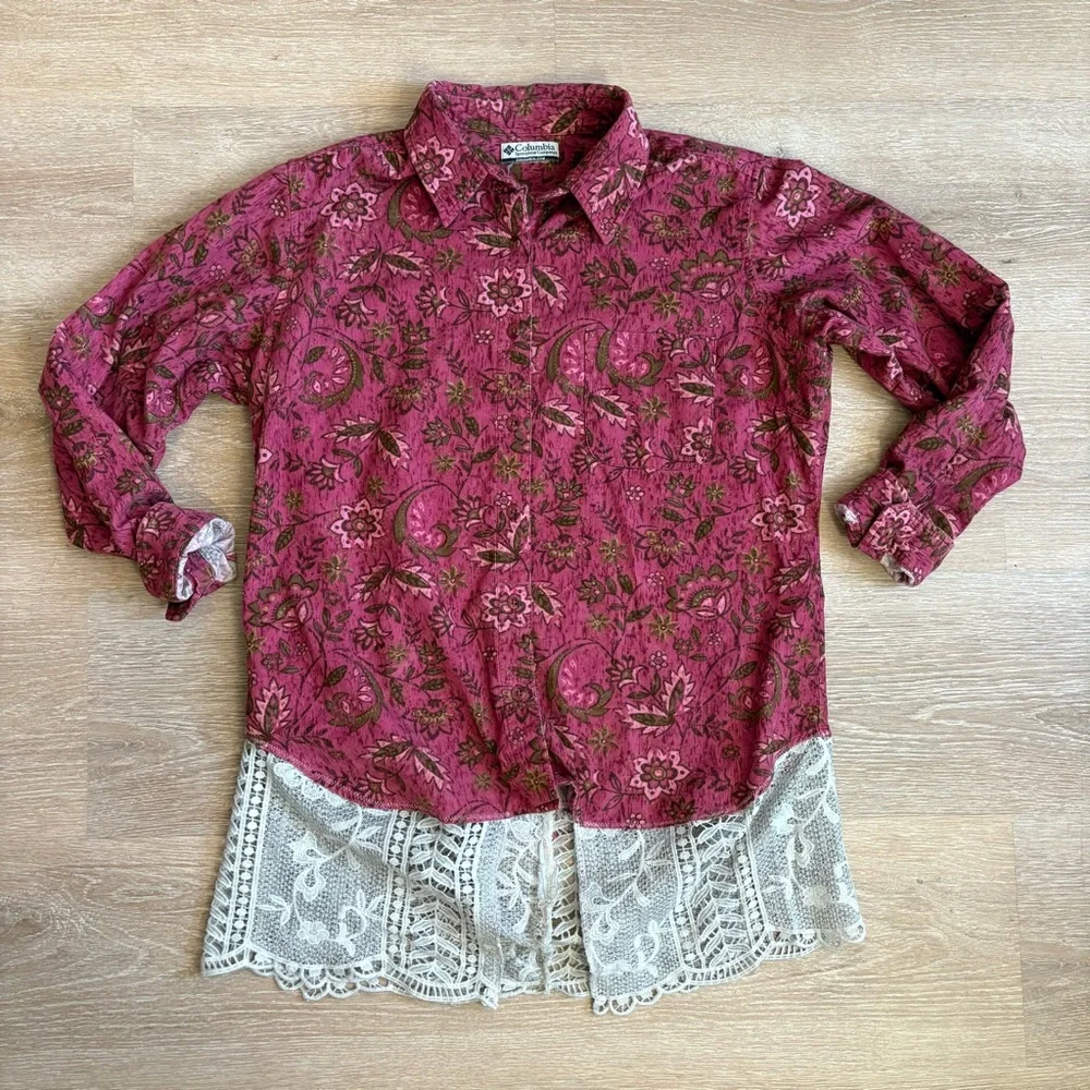 Grateful Dead Inspired Upcycled Button-down with Crochet Hem - Picture 4 of 11